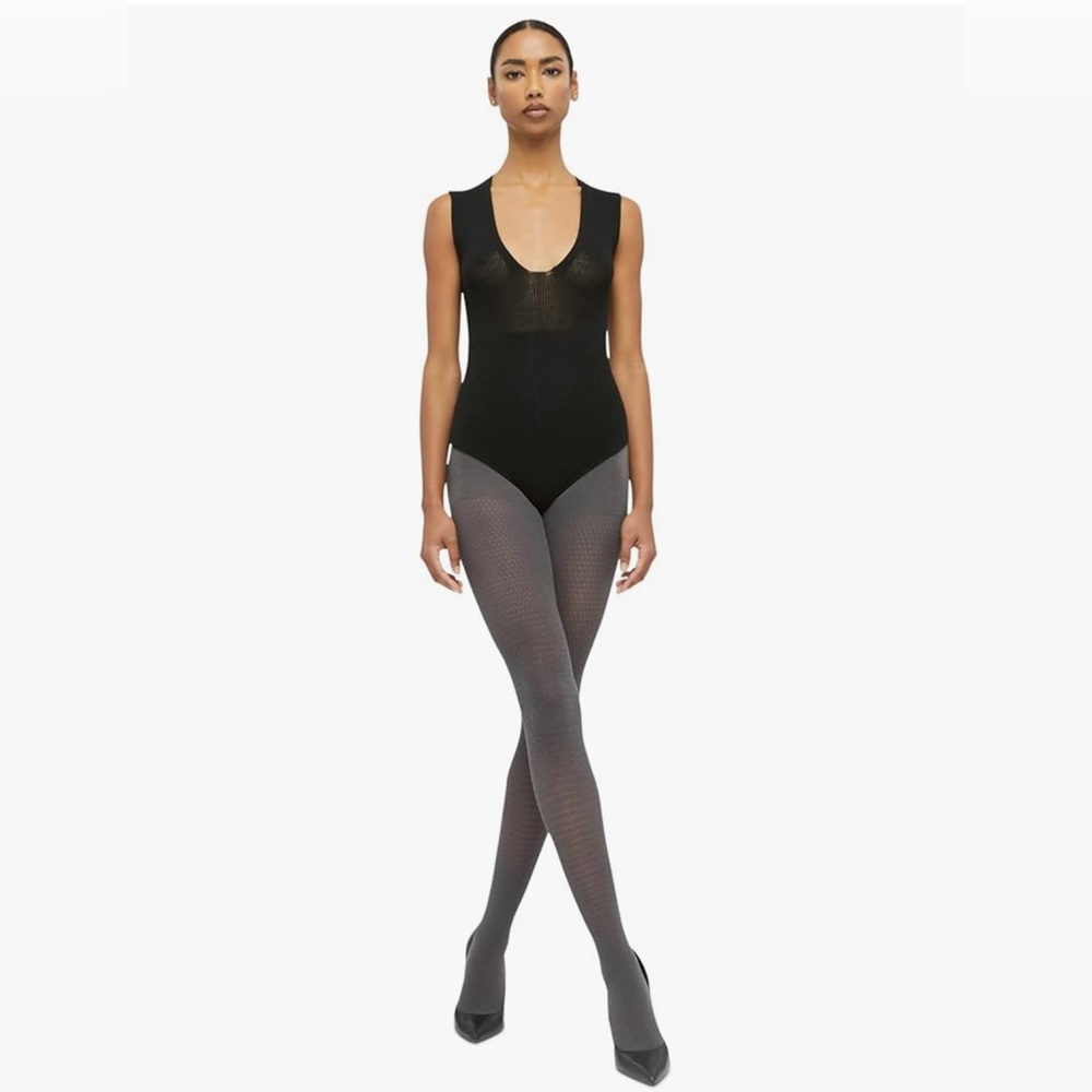 COPY - Wolford Black Aurora Rib Net Bodysuit - Large - NWT